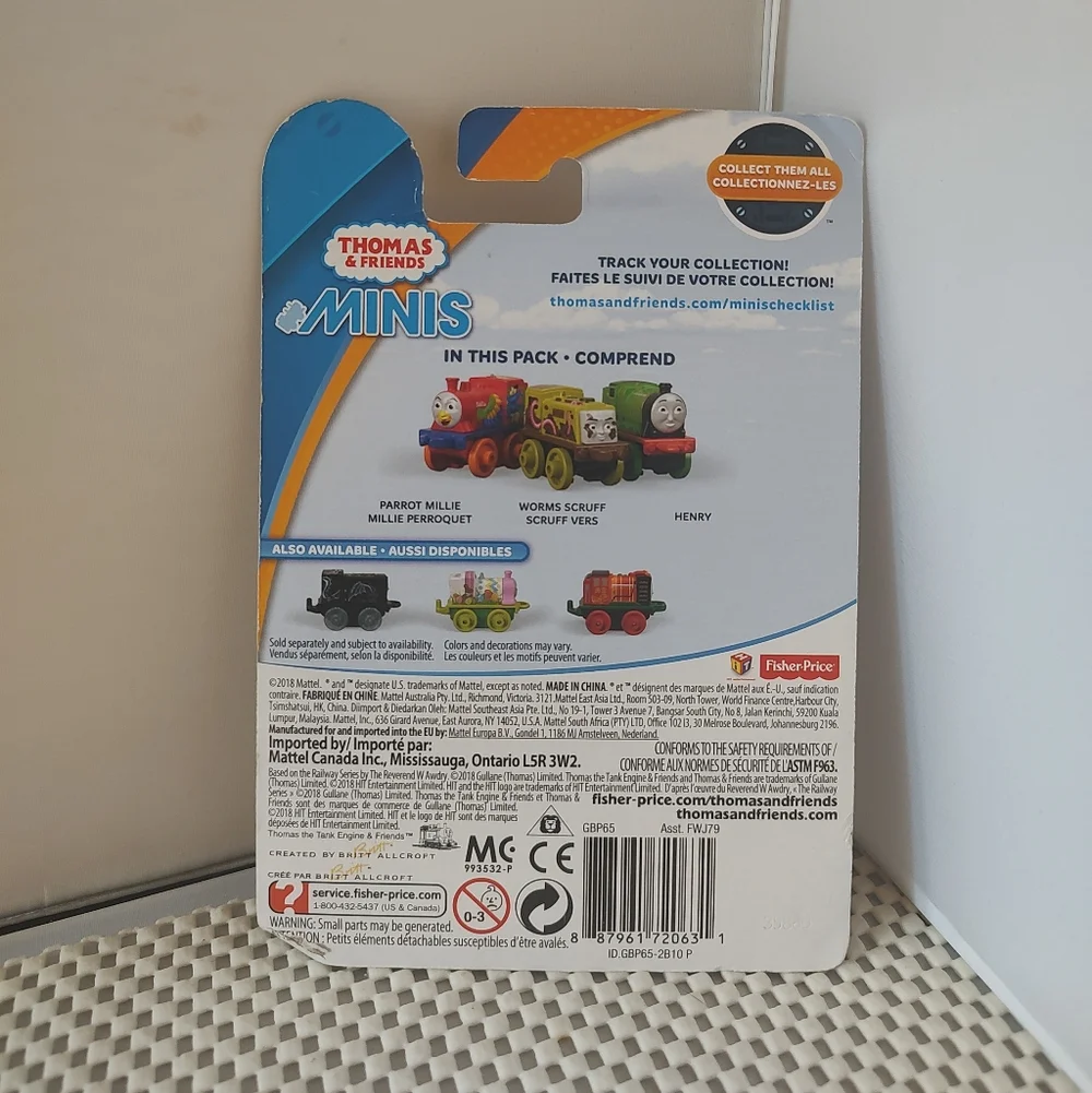 Thomas and Friends Minis: Parrot Millie, Worms Scruff, Henry NWT 2018 Trains